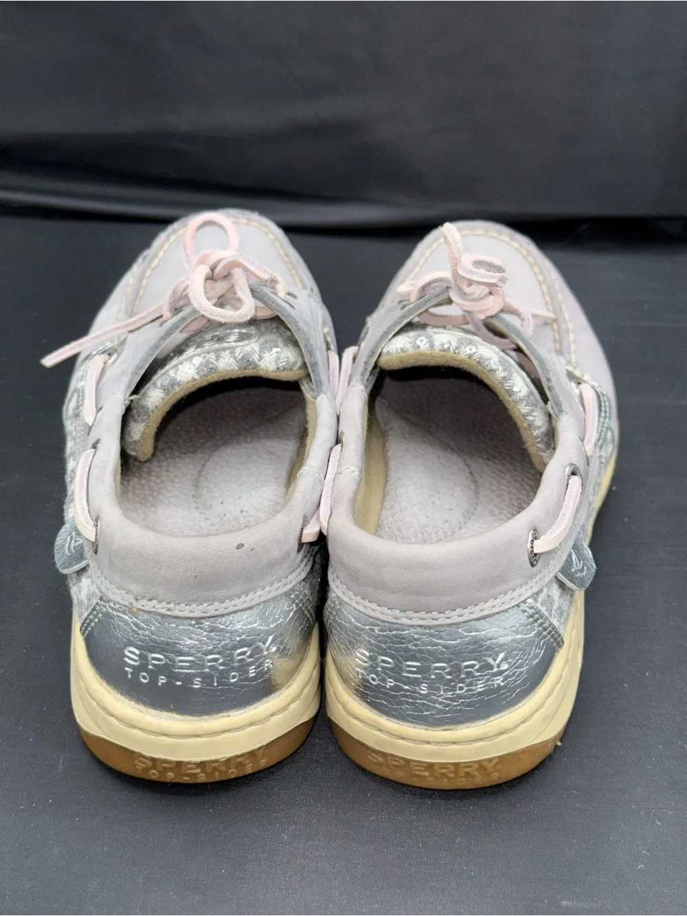 Sperry Angelfish Boat Shoes 7.5 Gray Silver Coastal Prep Nautical Chic Trend